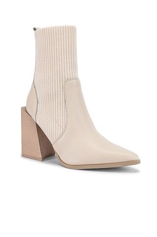 Steve Madden Tackle Sock Bootie in Bone Leather from Revolve.com | Revolve Clothing (Global)