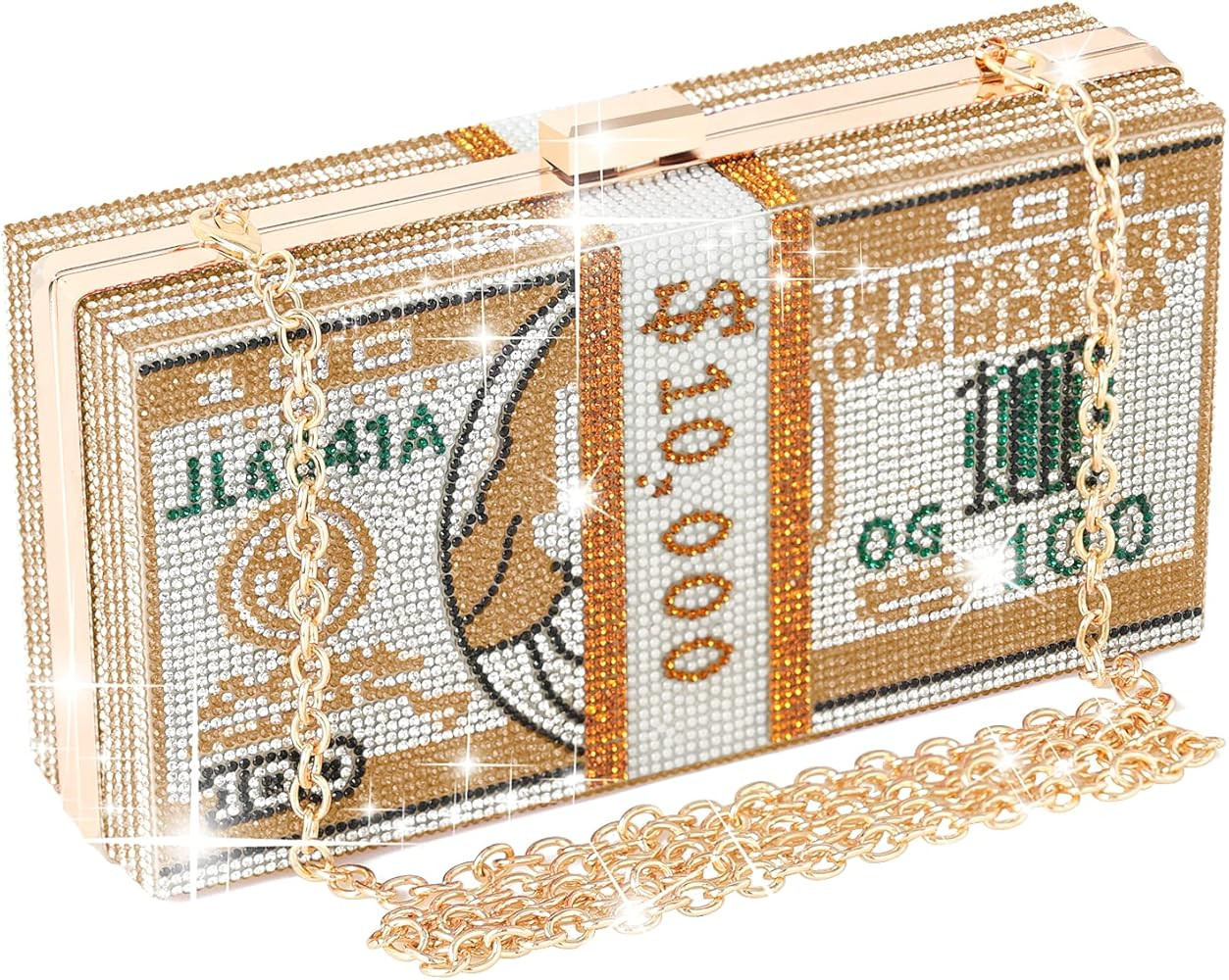 WJCD Money Clutch Rhinestone Purse Stack of Cash Unique Evening Clutch Handbag Shoulder Bag Cross... | Amazon (US)