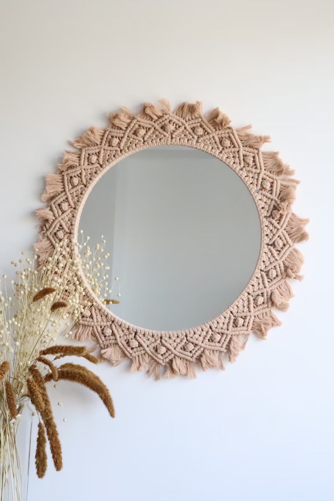 Large Round Macrame Mirror wall decor, macrame boho mirror, woven macrame wall hanging mirror, ma... | Etsy (CAD)