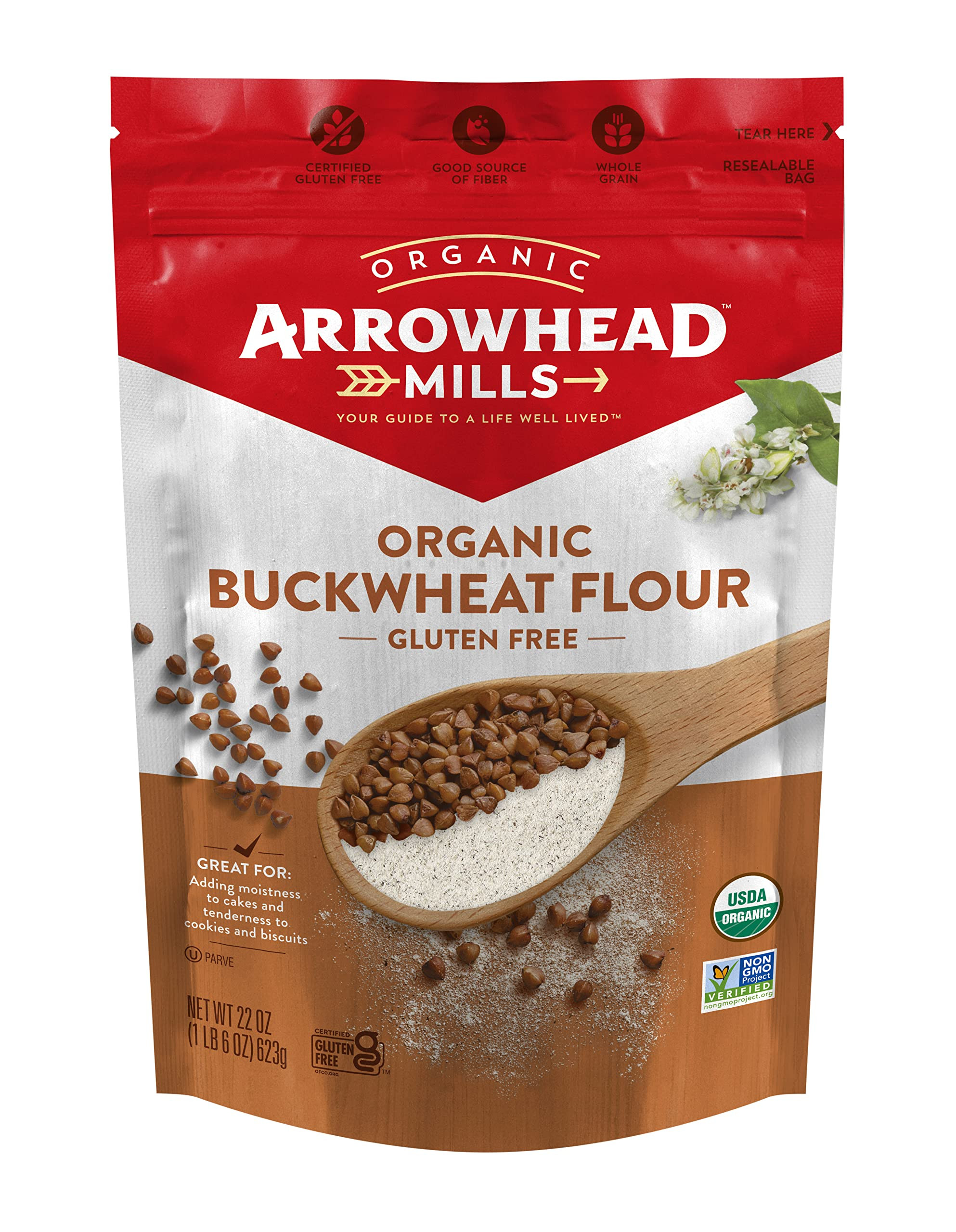 Arrowhead Mills Organic Gluten Free Buckwheat Flour, 22 oz | Amazon (US)