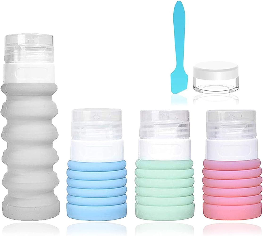4-Color Travel Bottle Set Food-Grade Refillable Travel Containers,Collapsible Travel Accessories ... | Amazon (US)