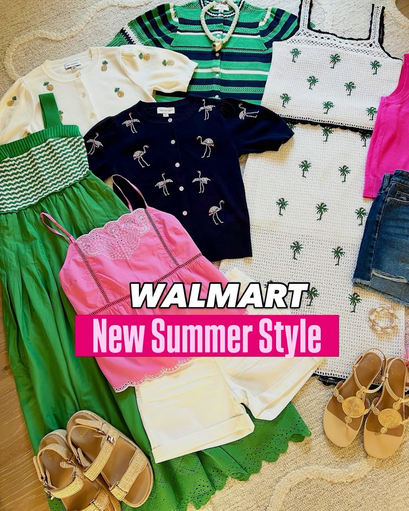 Cutest new @walmart finds are here! Comment “OUTFIT LINKS to shop it all! 💕 Swipe through to see all of our faves! 

The cutest new cardigan, wrap sandals and frayed hem shorts! Runs tts 

Loving this bright pink! These shorts come in blue too! 

Wow this cardigan and jeans look like Anthro! 

These dresses have the perfect fit and look like JCrew! 

How adorable is this cardigan and tank set?!? These shorts come in more colors too! 💕

These new linen shorts also come in olive! 

This super cute tank also comes in a dress version! 💕