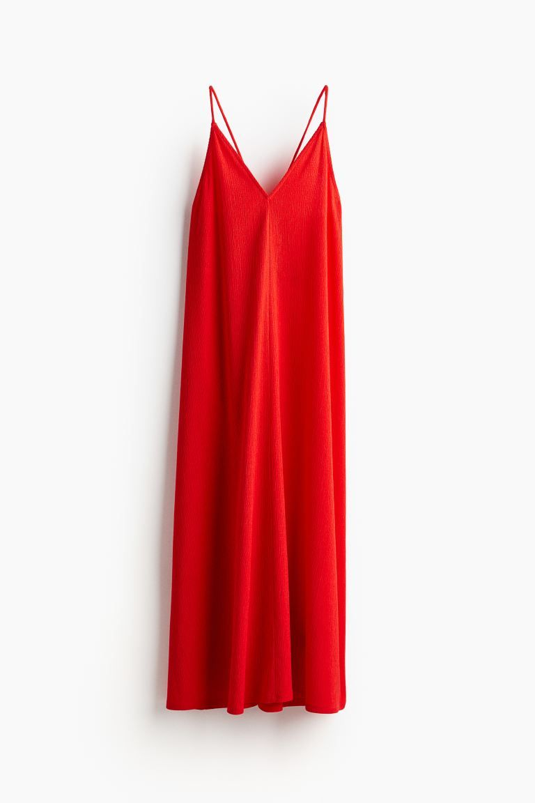 Textured Jersey Maxi Dress - Bright red - Ladies | H&M US | H&M (US + CA)