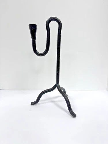 Forged Iron Brutalist Colonial Primitive Tripod Single Candlestick Holder 12" | eBay US