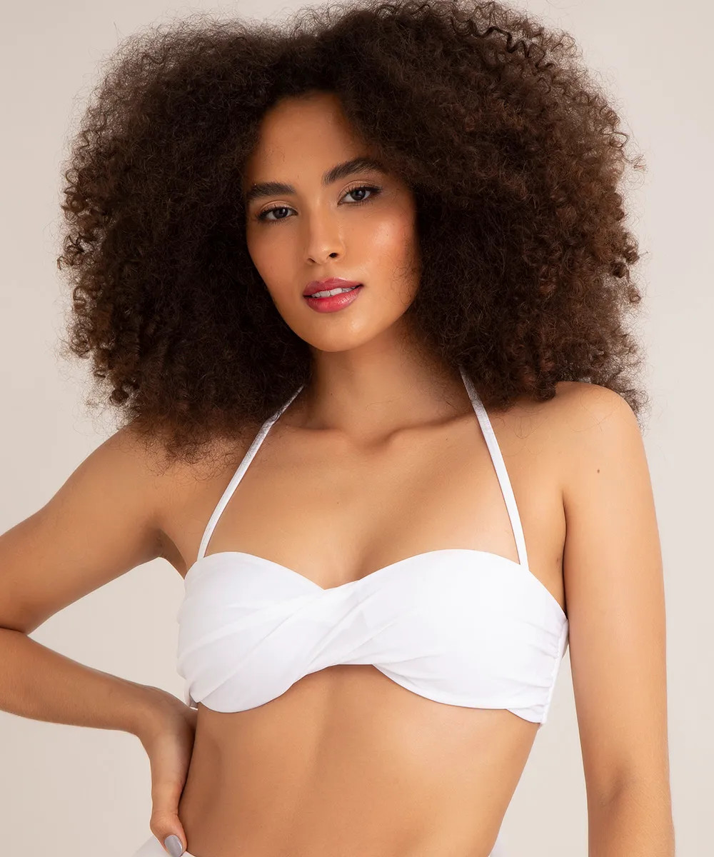 biquíni top tomara que caia torcido com bojo e alça removível proteção UV50+ branco - CeA | ... | C&A (BR)