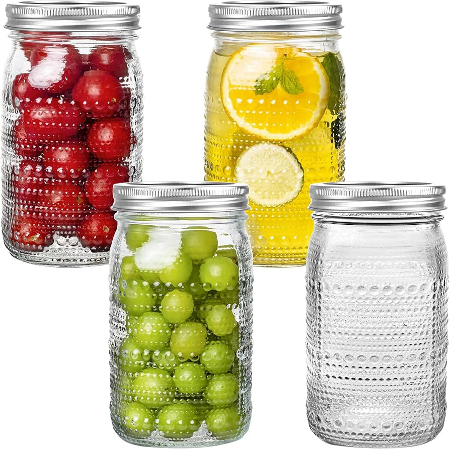 Mason Jars 32 Oz with Lids Wide Mouth 4 Pack, Glass Jars Canning Jars Large for Centerpieces Pick... | Amazon (US)