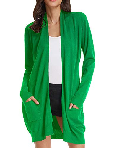 GRACE KARIN Green Cardigan for Women Oversized Open Front Soft Knit Long Caridgan Sweater with Pockets Applegreen 2XL | Amazon (US)