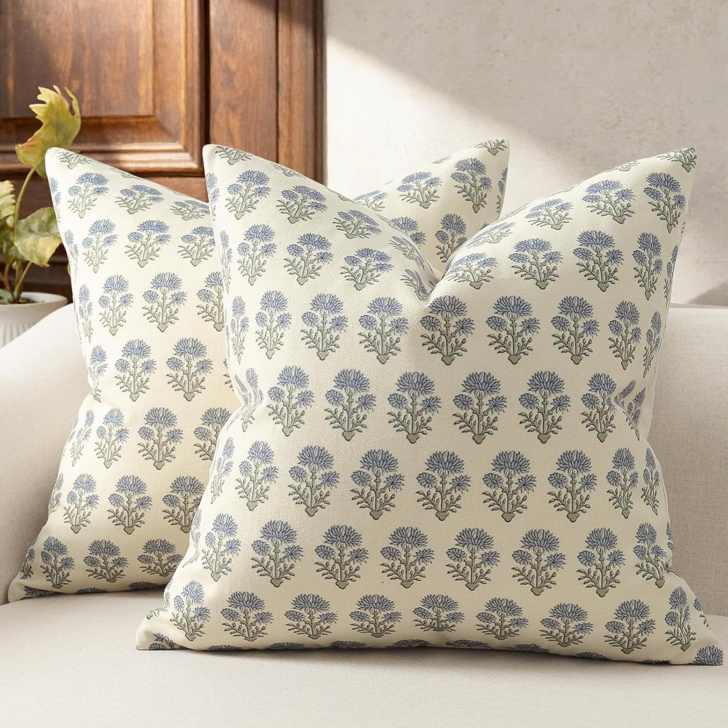 Farmhouse Floral Pillow Covers 16x16 Set of 2, Country Botanical Throw Pillow Cover for Sofa Couc... | Amazon (US)