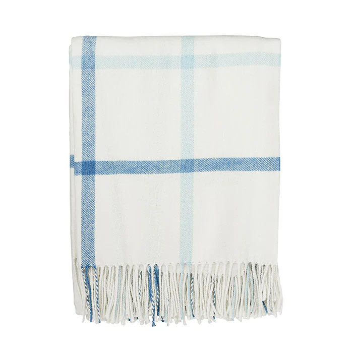 Windowpane Check Throw in Soft Blue | Caitlin Wilson Design