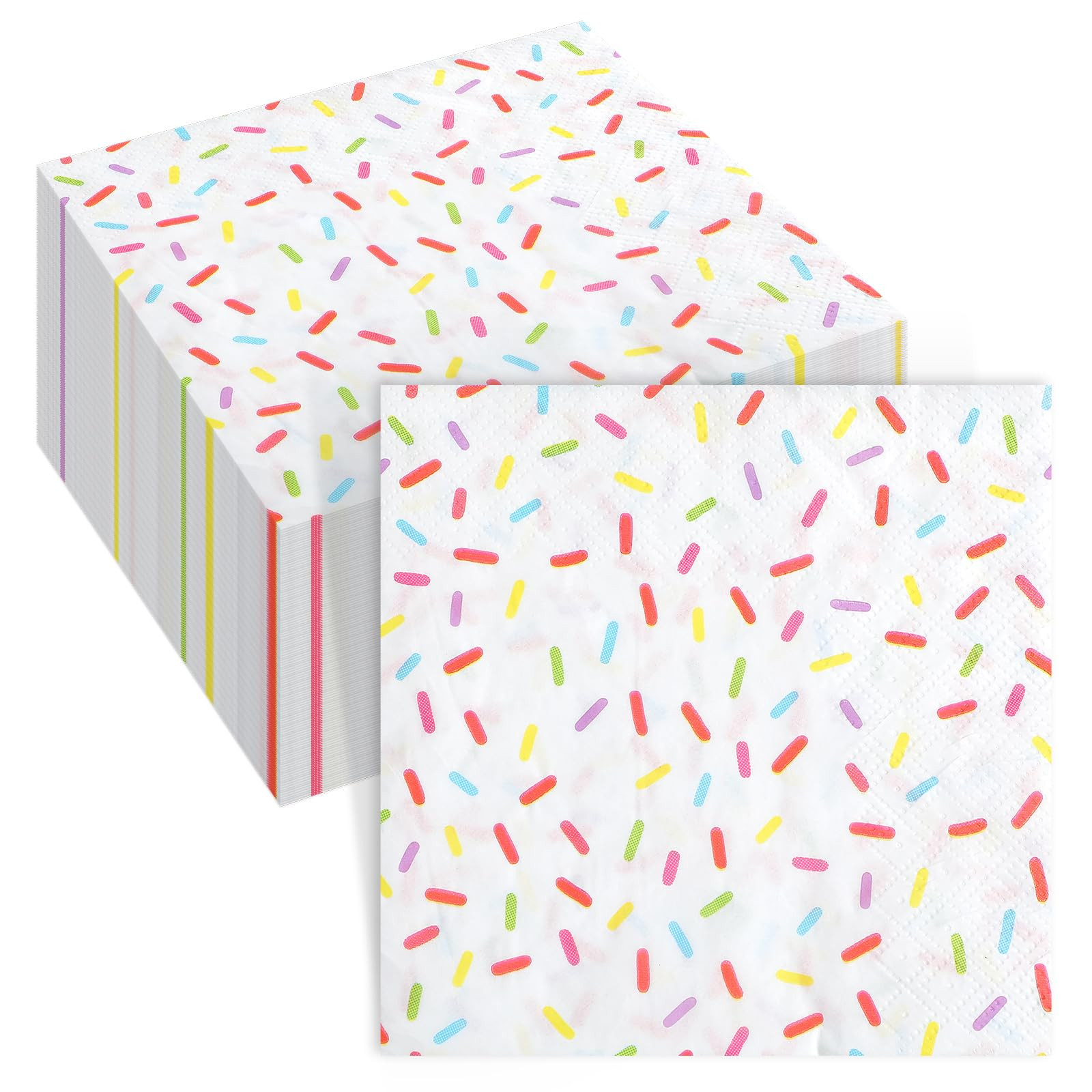 100 Pcs White Donut Sprinkles Napkins Donut Party Paper 2 Ply Disposable Party Napkins for Baby S... | Amazon (US)