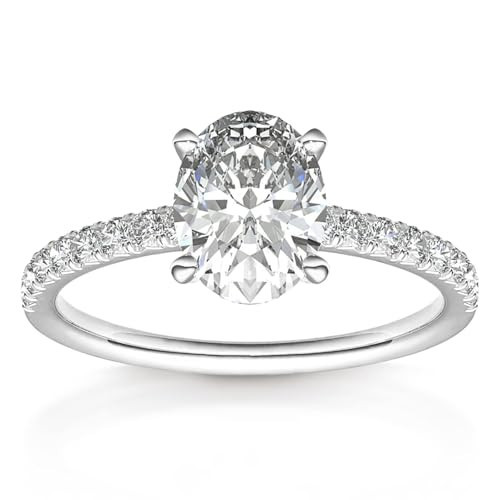 PAVOI 14K Gold Plated Engagement Ring for Women - Wedding Band - Oval Fake Engagement Ring | Amazon (US)