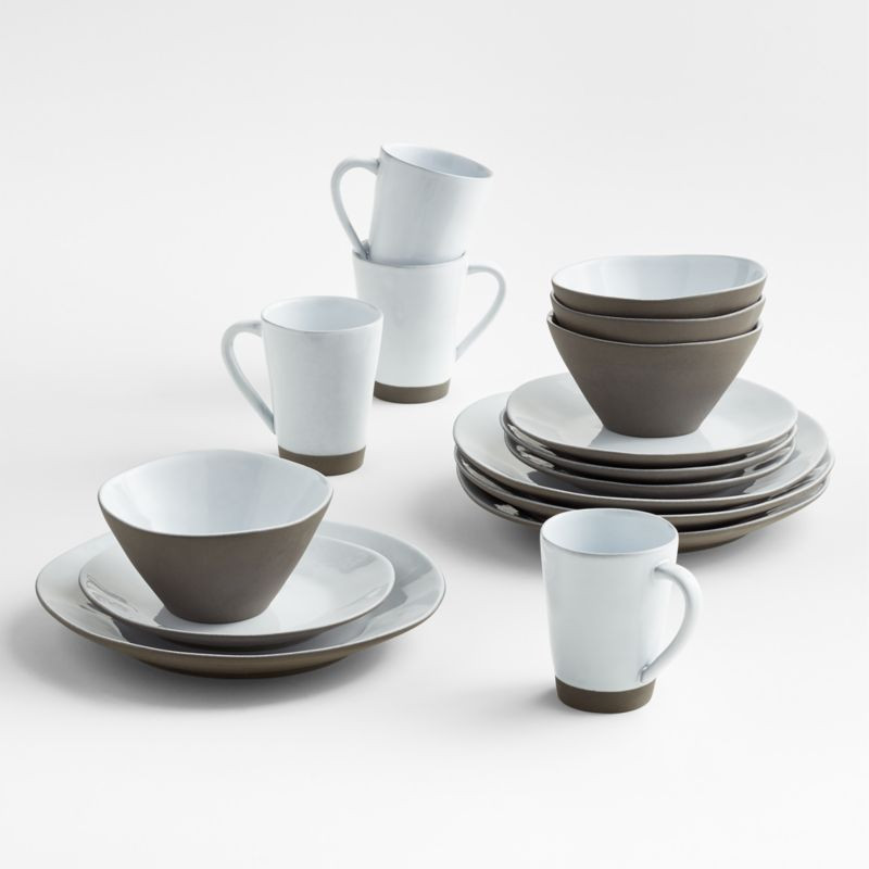Marin White Recycled 16-Piece Dinnerware Set | Crate & Barrel | Crate & Barrel