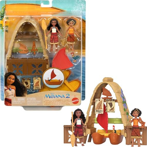 Mattel Disney Moana 2 Toys, Moana & Loto’s Workshop Playset with 2 Small Dolls, Heihei Figure, Floating Boat & 5 Accessories | Amazon (US)