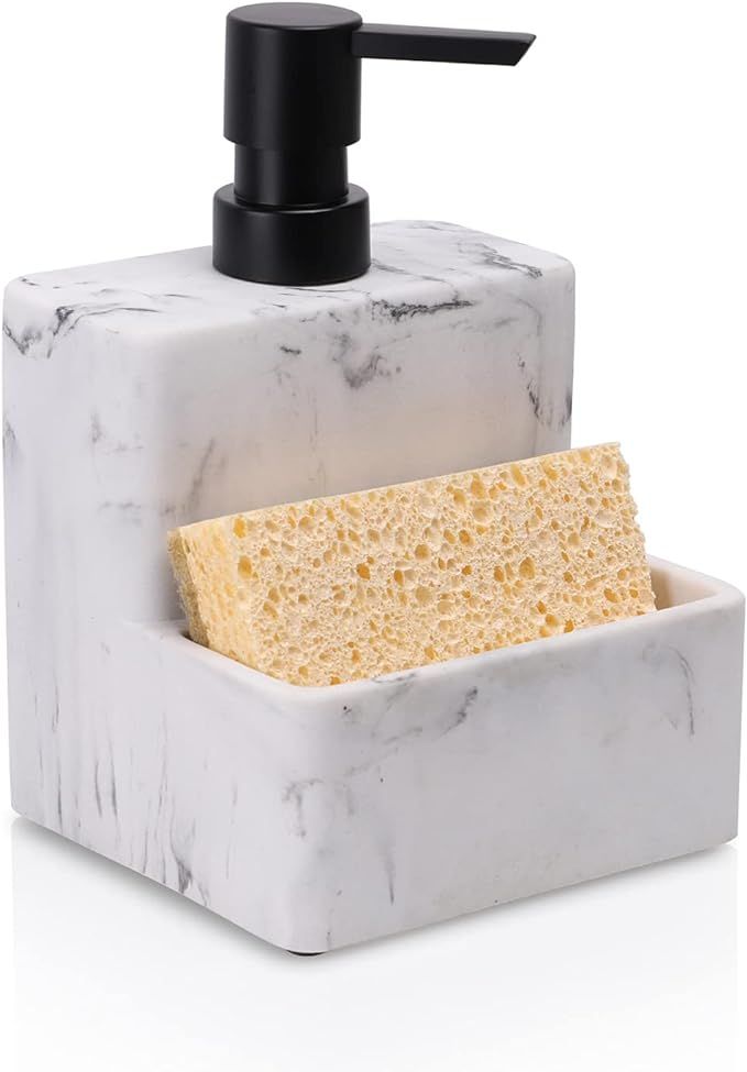 ZCCZ Soap Dispenser with Sponge Holder, Marble Look Liquid Hand and Dish Soap Dispenser Pump Bott... | Amazon (US)