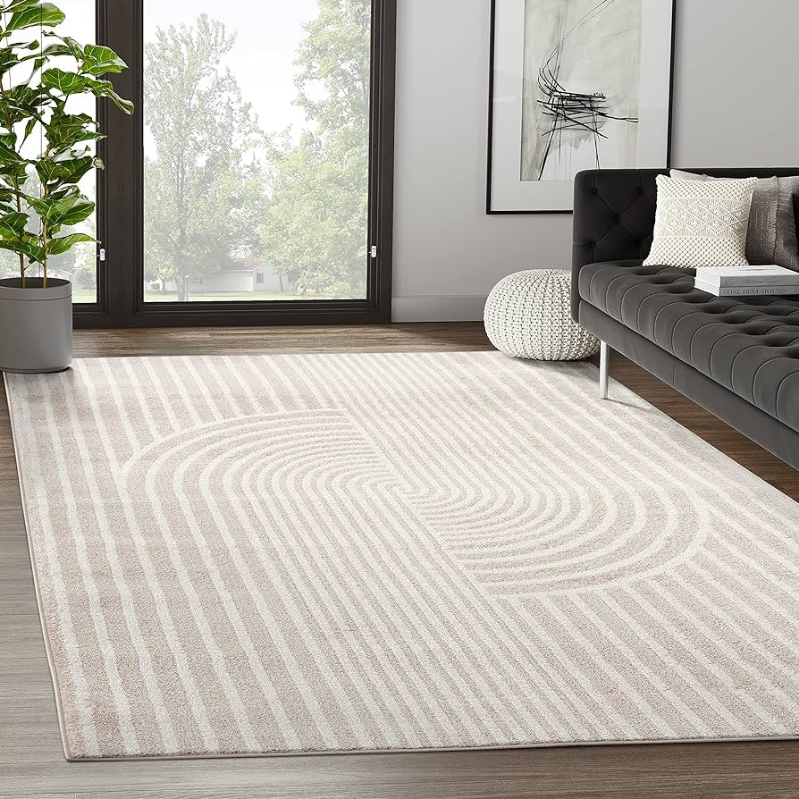 Abani Rugs Beige Arch Pattern Knot Modern Print Premium Area Rug - Contemporary No-Shed Neutral 5... | Amazon (US)