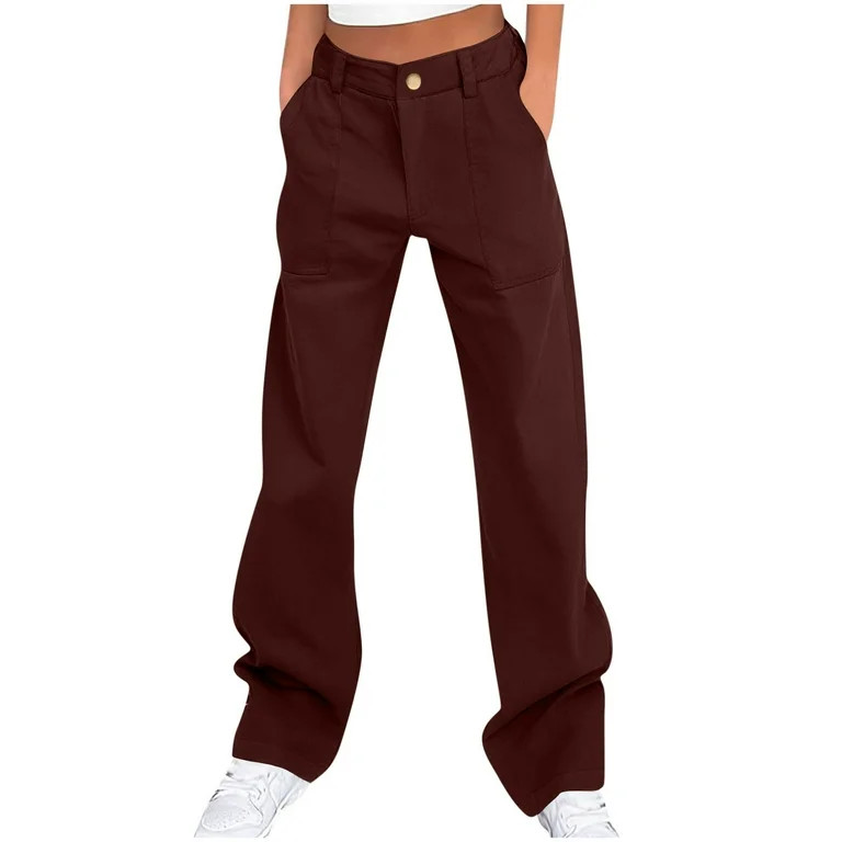 ZQUUVOU Cargo Pants for Women Baggy Stretchy Wide Leg Pants High Waisted Button Loose Sports Work... | Walmart (US)