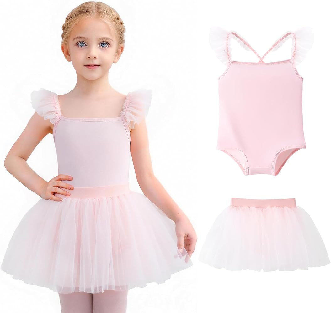 Tutu.kk Girls Ballet Leotards with Removable Tutu Skirt Toddler Leotard Sleeveless Crisscross Bac... | Amazon (US)