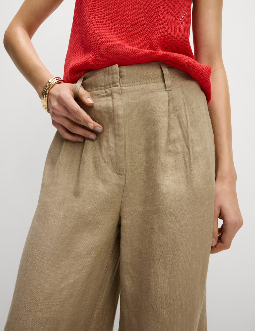 Pure Linen Wide Leg Trousers | Marks & Spencer (UK)