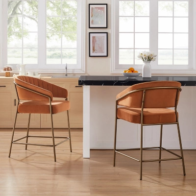 Linon Porter Counter Height Bar Stools (Set of 2), Caramel | Ashley