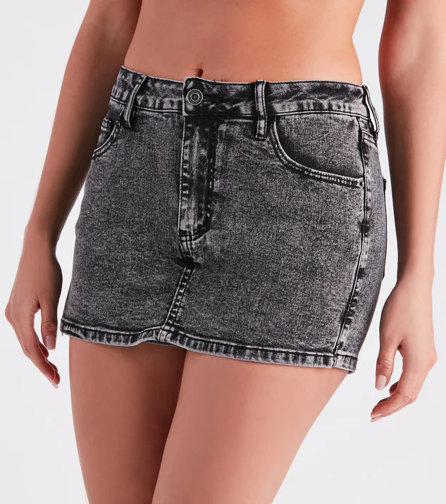Cool Sensation Acid Wash Denim Skort | Windsor Stores