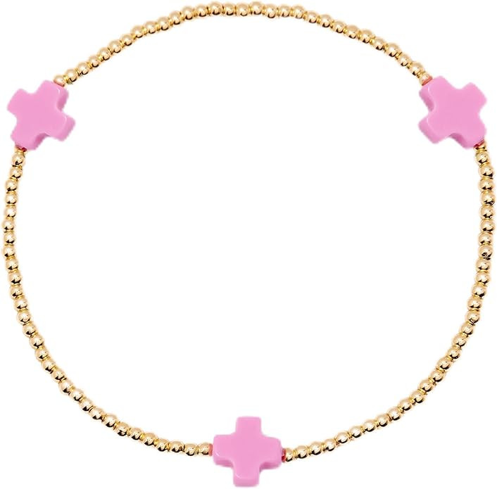 Brook & York Beaded Stretch Cross Stacking Bracelet in Gold - Gifts for Mom | Amazon (US)