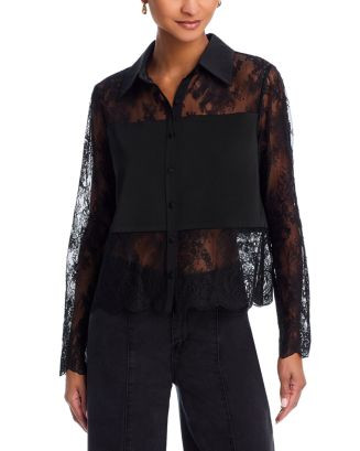 AQUA Lace Shirt - Exclusive  | Bloomingdale's Women | Bloomingdale's (US)