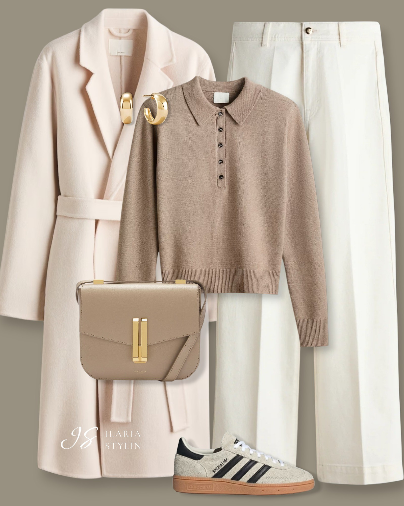 winter outfit, winter outfit ideas, outfit ideas, cream coat, wool-blend coat, tie-belt coat, light brown sweater, polo sweater, white jeans, wide leg jeans, adidas sneakers, adidas spezial, taupe bag, crossbody bag, casual outfit, casual chic outfit

#LTKootd #LTKSeasonal #LTKWorkwear