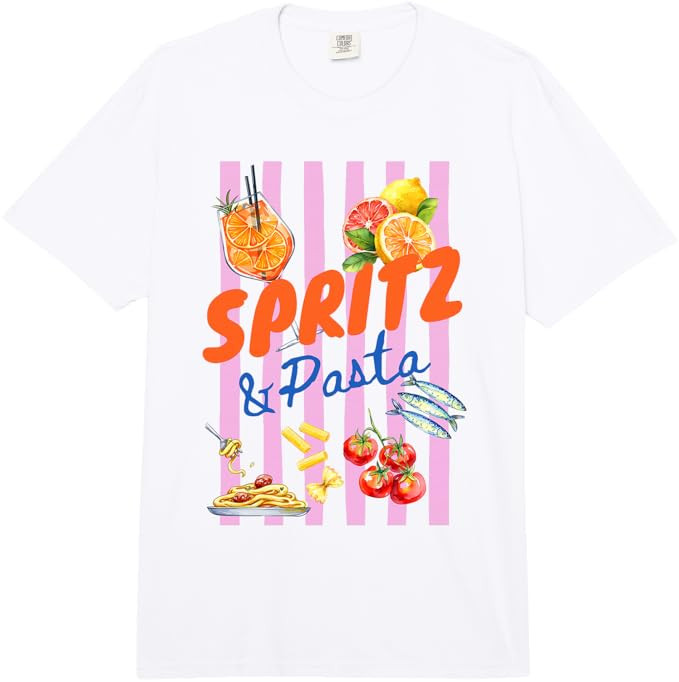 Italian Summer Mediterranean Spritz Pasta Lemon Sardines Comfort Colors Adult Heavyweight T-Shirt | Amazon (US)