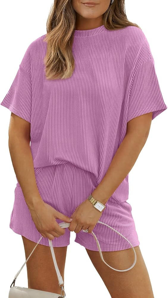 LILLUSORY Womens 2 Piece Short Set Summer Lounge 2026 Travel Vacation Beach Cruise Matching Outfi... | Amazon (US)