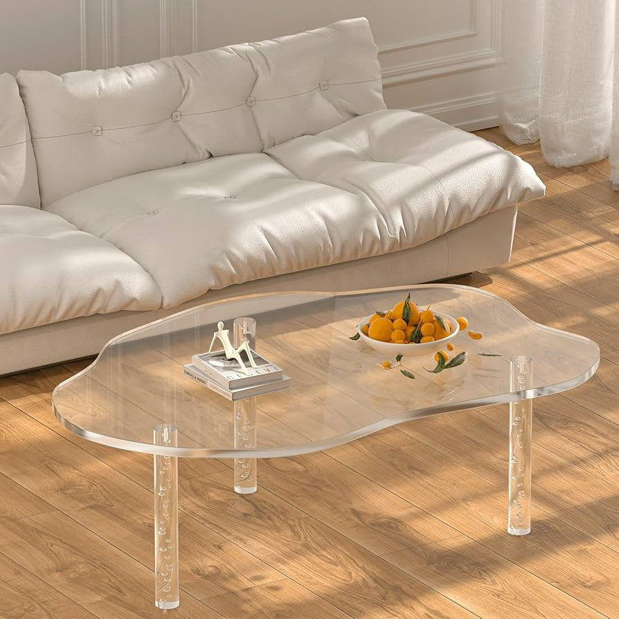 Acrylic Cloud Shape Coffee Table: 39"x28"x16" Modern Irregular Waterfall Clear Coffee Table Furni... | Amazon (US)