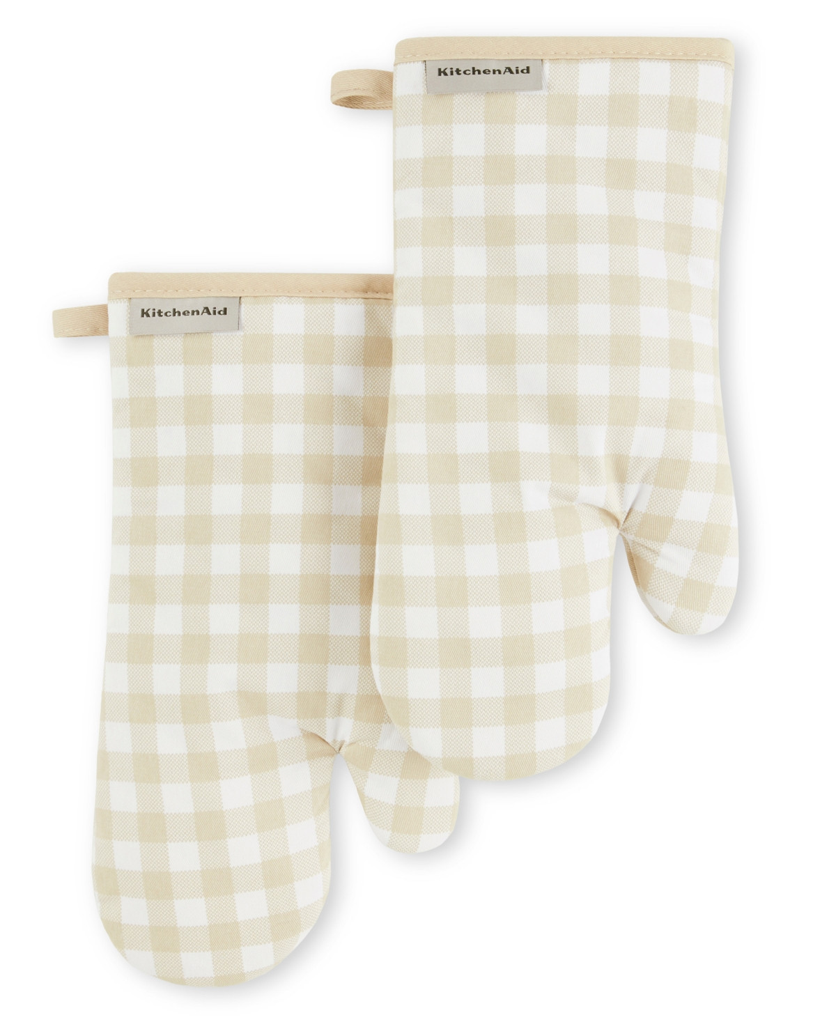 KitchenAid Gingham Oven Mitt 2-Pack Set, 7" x 13" - Milkshake | Macy's