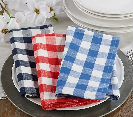 Gingham Collection Gingham Design Napkin Set of4 by Valerie | QVC