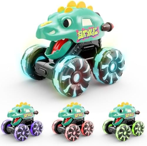 Green Dino Monster Truck – LED Light-Up Press and Go Toy Car for Toddlers Age 2 3 4 5 – Dinos... | Amazon (US)