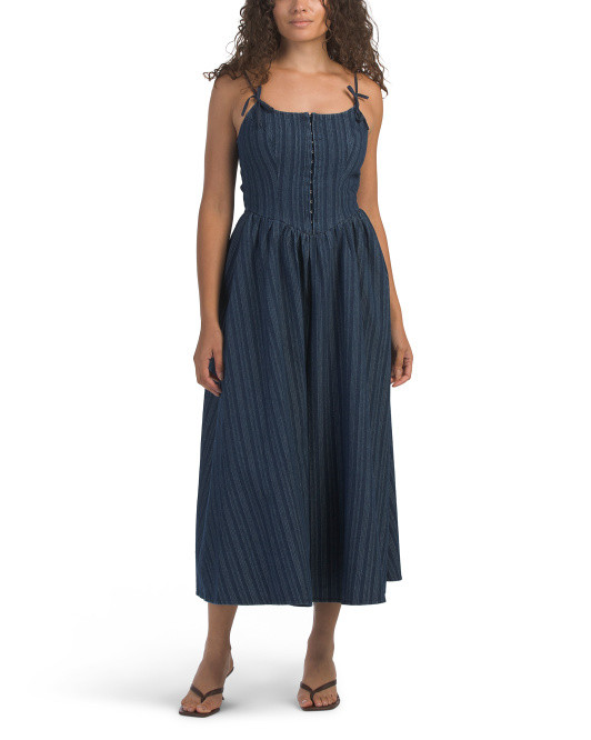 Denim Bow Midi Dress | TJ Maxx