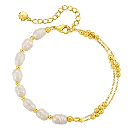 Gold Pearl Bracelet for Women 18 Gold Plated Dainty Baroque Pearl Bracelet Gold Bead Bracelets for Women Teen Girls Adjustable Handmade Bracelet | Walmart (US)