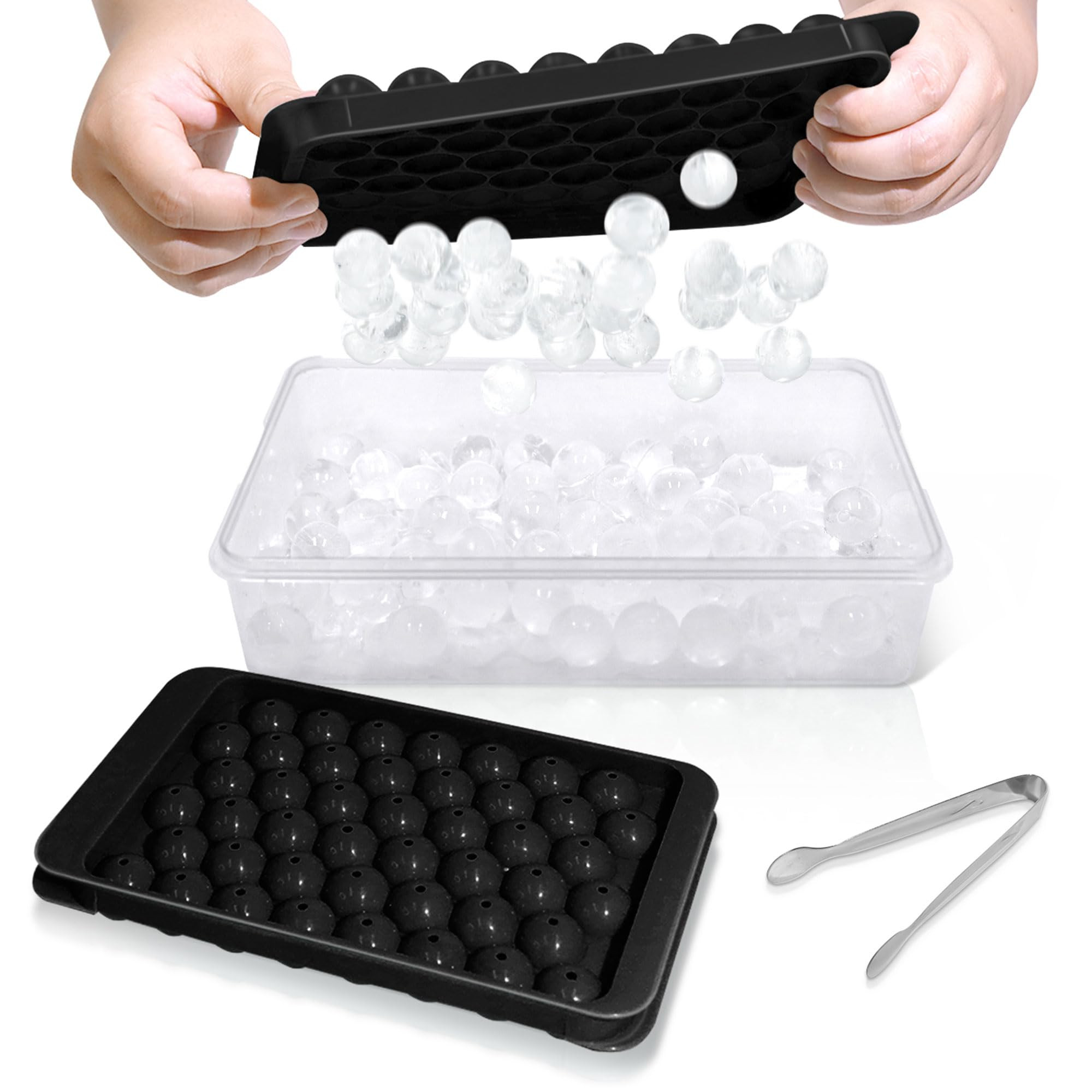 WIBIMEN Ice Cube Tray with Lid and Bin - Round Ice Trays for Freezer with Lid - Ice Cube Trays fo... | Amazon (US)