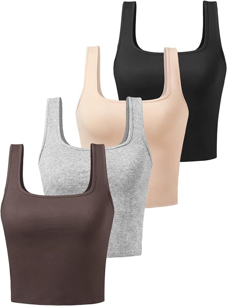 Cotton Workout Crop Tank Top for Women Racerback Yoga Tank Tops Athletic Sports Shirts Exercise U... | Amazon (US)