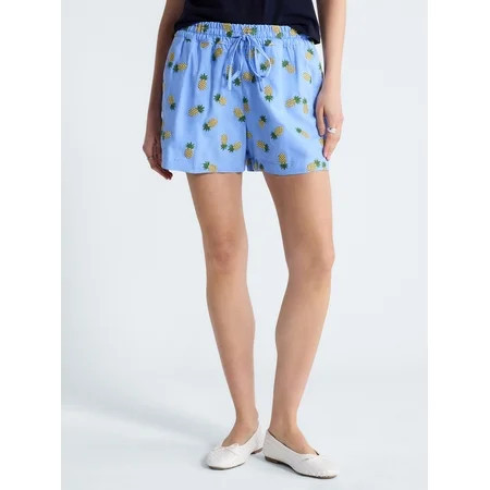 Free Assembly Women's and Women's Plus Linen Blend Print Shorts, 7" Inseam, Sizes XS-4X | Walmart (US)