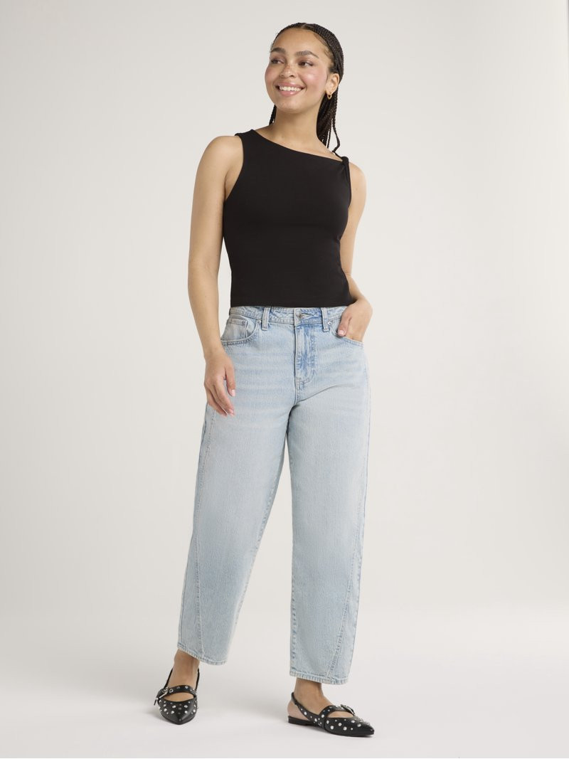 No Boundaries Barrel Wide Leg Jeans, 26" Inseam, Women’s and Women’s Plus | Walmart (US)