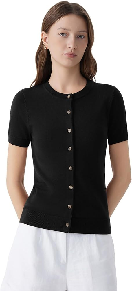 SUUKSESS Women Silk Cashmere Blend Cardigan Sweaters Summer Button Up Knit Outfits | Amazon (US)
