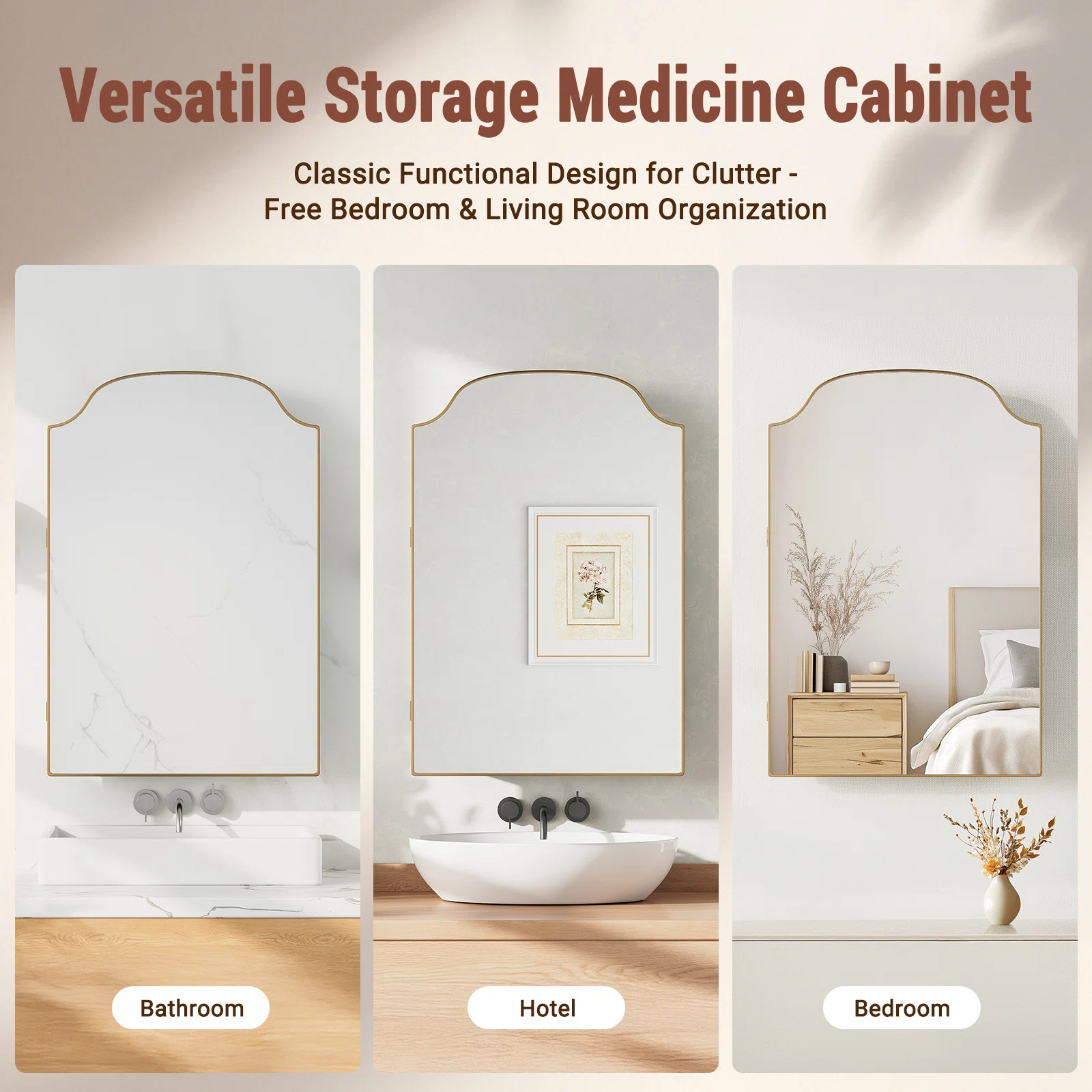 24"x35" Arched Bathroom Medicine Cabinet with Mirror, Wall Mounted Recessed/Surface Mount Storage... | Wayfair North America