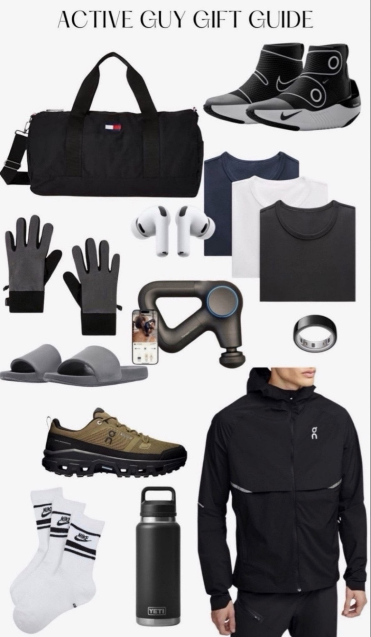 
Gift guide for active men. Shop workout and post workout essentials 
#men #gift #gifts #giftguide #workout #active #giftguideforhim #forhim #sneakers #shirts #dufflebag #bottle #socks #apple 

#stockingstuffersmen 

#LTKMens #LTKHoliday #LTKGiftGuide #LTKActive #LTKFindsUnder50 #LTKFindsUnder100