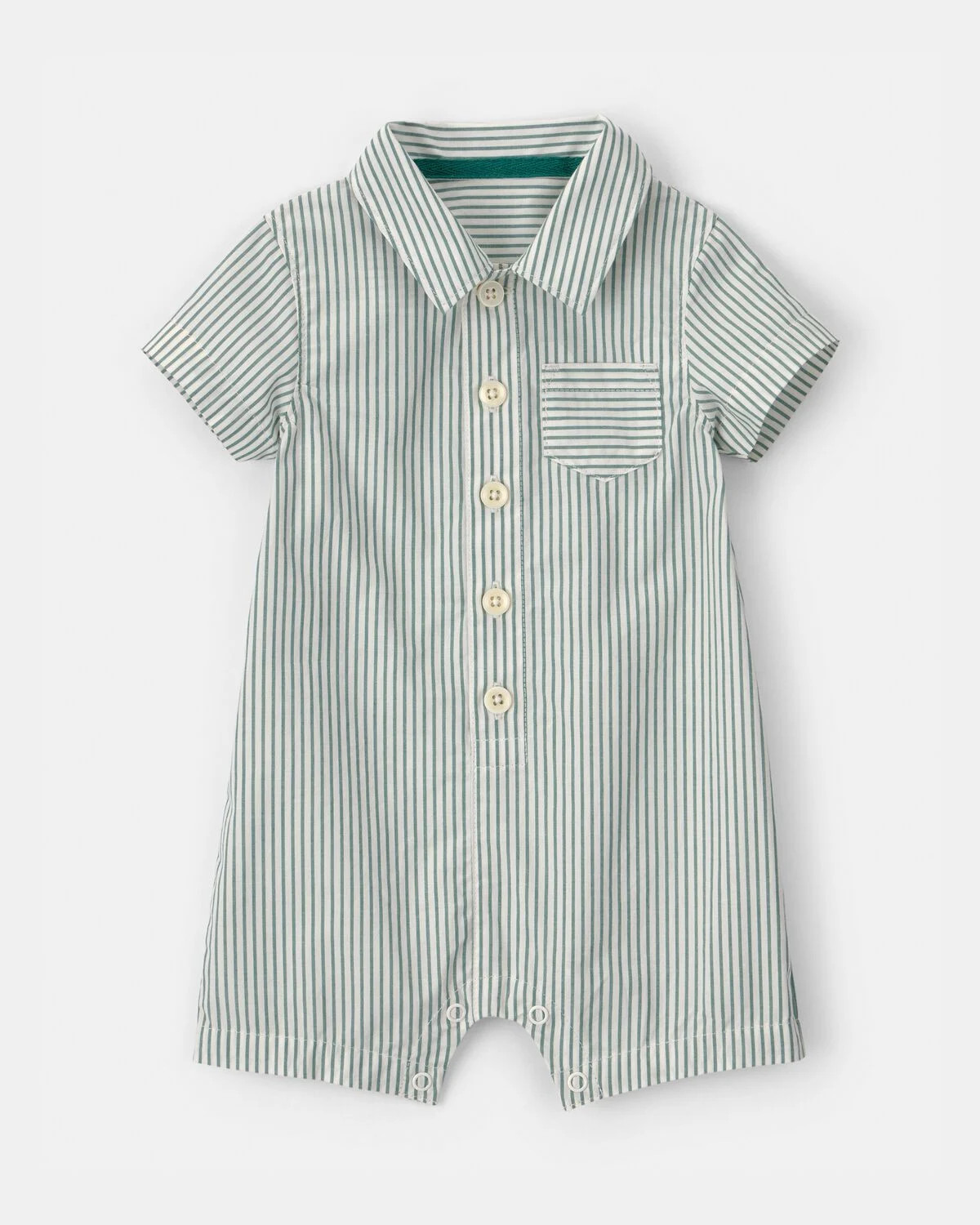 Baby Boy Stripe Short-Sleeve Romper - Green/White | Carter's Inc