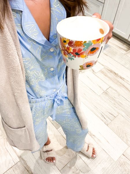 Matching pajama set. Matching one. Target pajamas on same. Gifts for her. Mother’s Day gift. Wearing XS. Buttons are functional. Amazon slippers - my fav! Barefoot dreams cardigan in XS. 
 

#LTKShoeCrush #LTKGiftGuide #LTKFindsUnder50