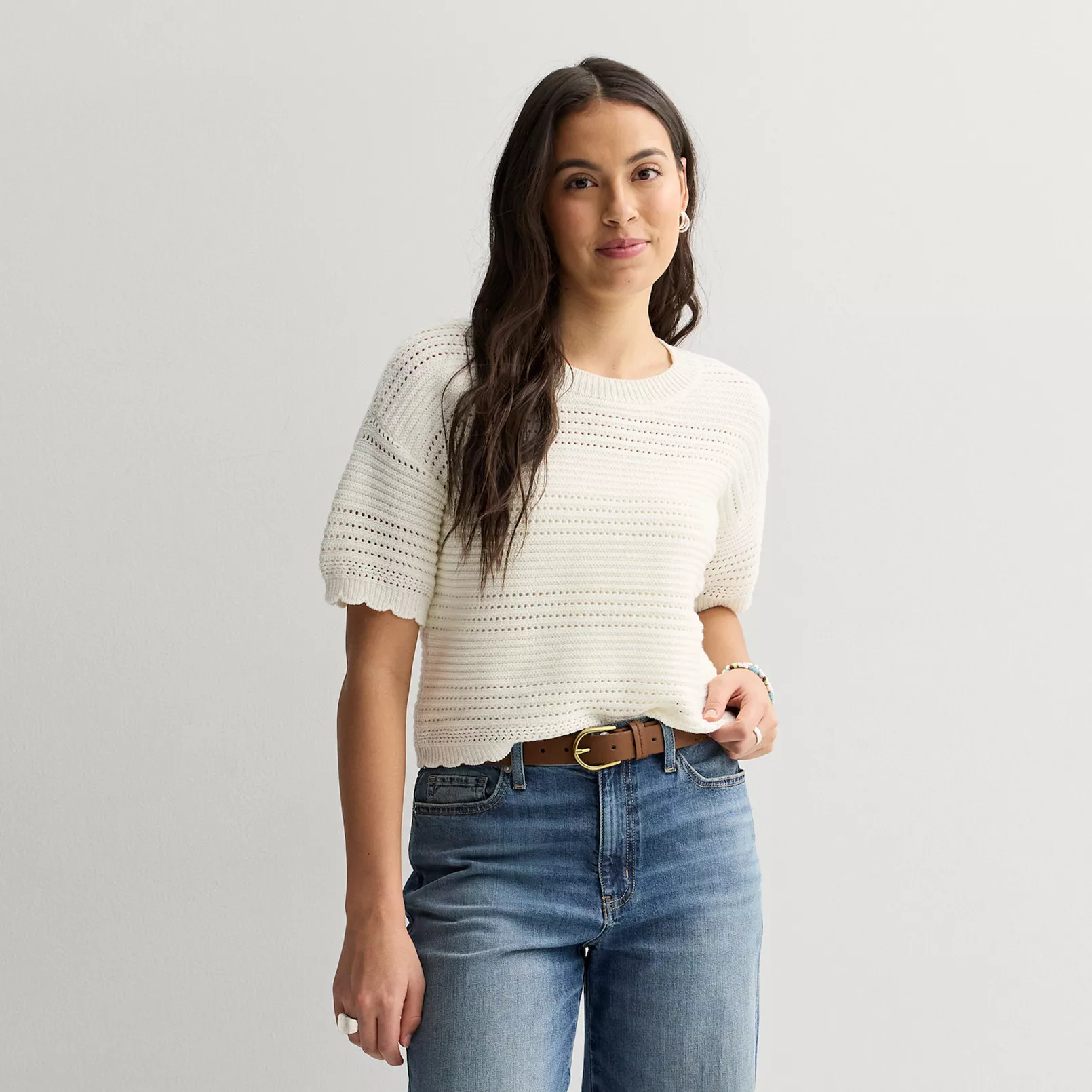 Juniors' Pink Republic Openwork Sweater Top | Kohl's