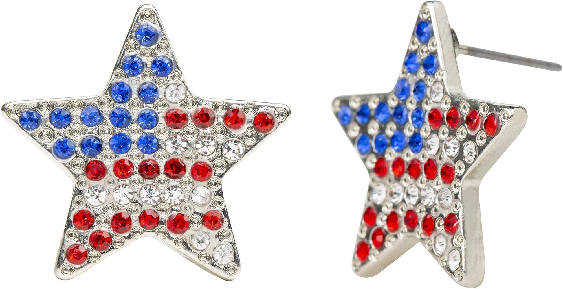 Madison Tyler Americana Collection Pave Curved | USA Flag Post Stud Earrings for Women | Amazon (US)