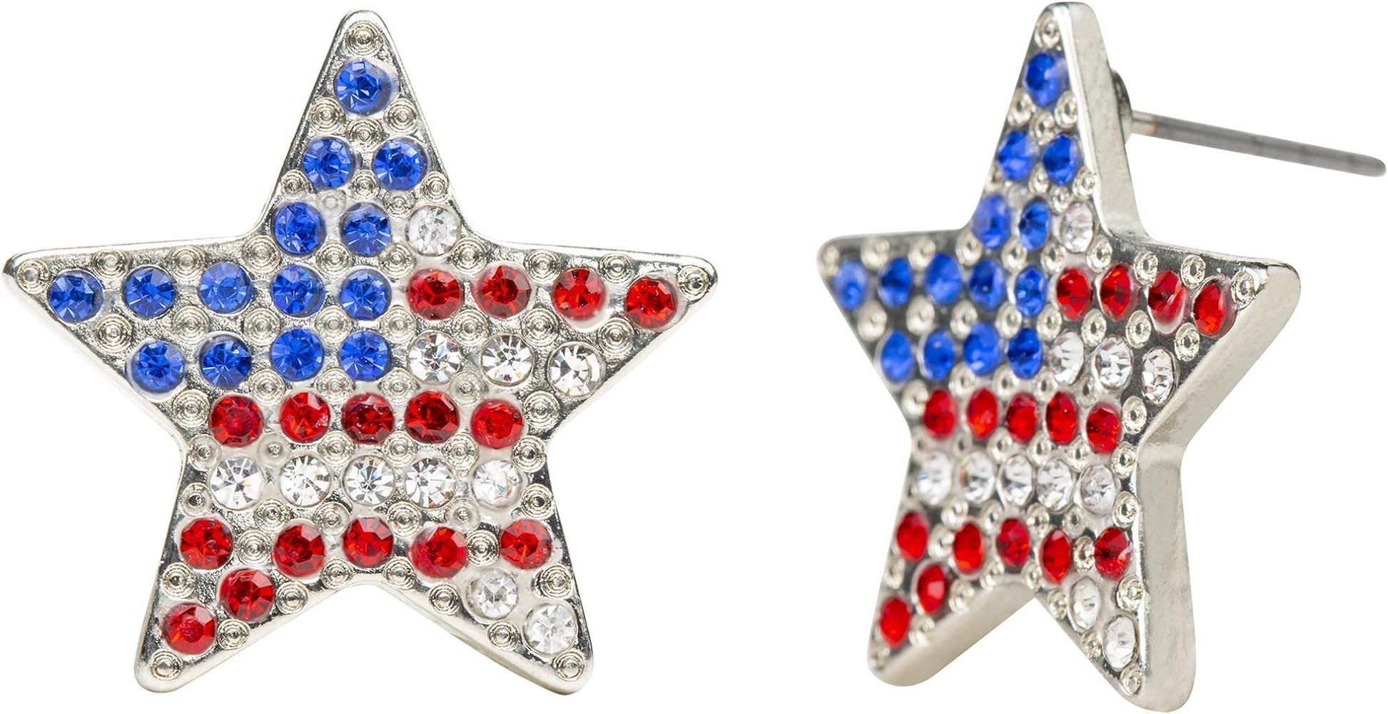 Madison Tyler Americana Collection Pave Curved | USA Flag Post Stud Earrings for Women | Amazon (US)