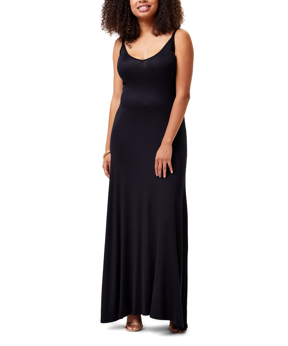 Go Couture Women's Maxi Dresses Black - Black V-Neck Maxi Dress - Women | Zulily