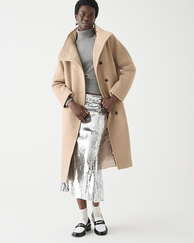 Long villa coat in Italian stadium-cloth wool blend | J. Crew US