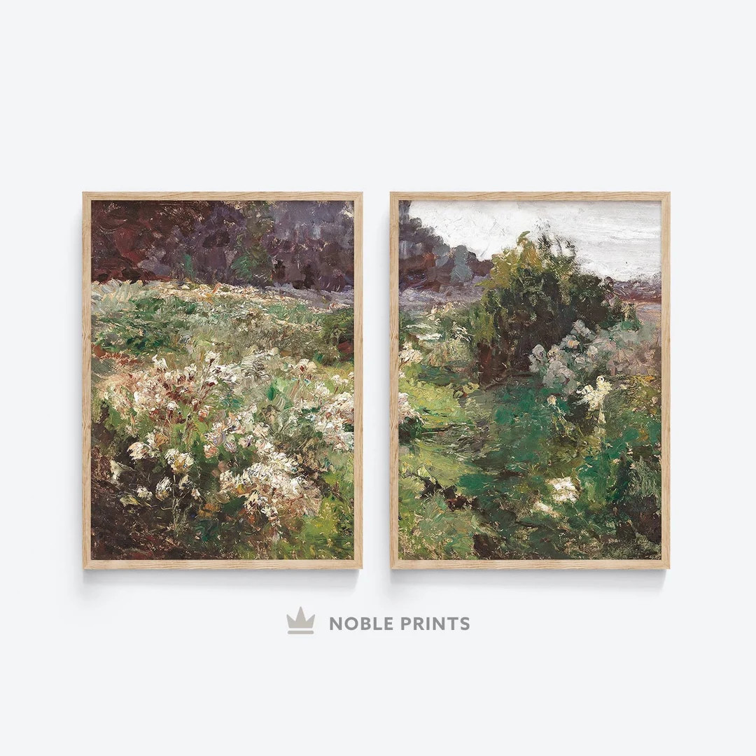 Flower Meadow Paintings, Set of 2, Printable, Countryside Print, Farmhouse Decor, Meadow Painting... | Etsy (US)